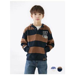 [타미힐피거칠드런2] 바시티 스트라이프 버튼 후디 T42F7KKO520BT1 3T 16세