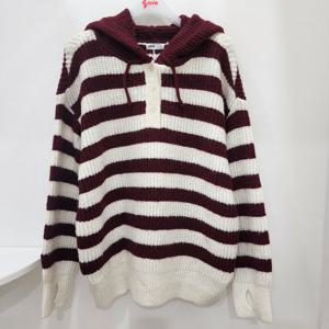 [소이]와인  스트라이프  후드 니트티 25W5083