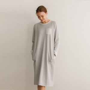 라페어 뽀송이 더블 위브스트라이프 원피스-화이트 LWOGK555-WH