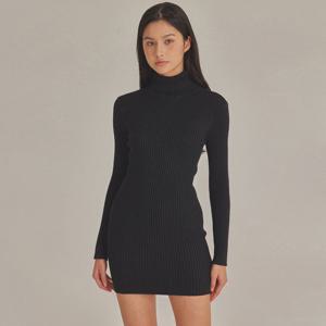 RIBBED HIGH NECK KNIT MINI DRESS_T423DS500(BK)
