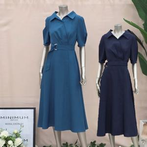 [미니멈]MD 카라넥 반팔 플레어 원피스 MD MMZBGWO3850 M_CJ