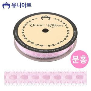 유니아트(리본) 7000 공단 레이스 (폭 15mm 길이 8m) (분홍) 포장리본