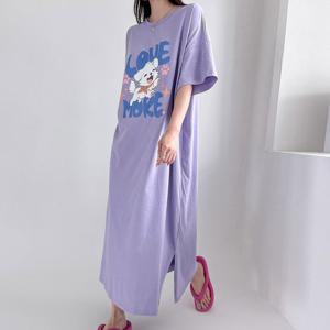 나야홍 / 빅사이즈 507 화이트퍼피통원피스 DNMU936