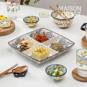 11/4 특가 [프라카] 폴란드풍 도자기 사각 4절 나눔접시