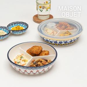 프라카 폴란드풍 도자기 3절 찬통 세트 2P