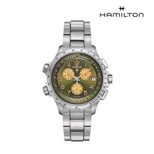 [해밀턴]H77932160 카키 에비에이션 X-윈드 GMT 크로노 쿼츠 46mm 실버 남성 시계