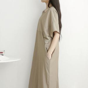 샵앤) 국산 여성 가오리 반팔 롱원피스 AMI-WDR-3336-카키