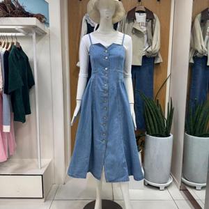 클리지 DP01 버튼 포인트 밴딩 데님 원피스 CP4WOP09