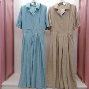 Destijl HC06 테일러 카라 5부 벨티드 주머니 A라인 플레어 반팔 롱원피스 D2523op11