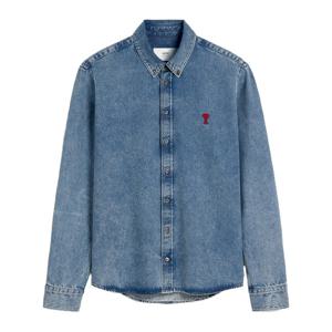 아미 스몰 하트 로고 버튼 다운 셔츠 블루 USH063 DE0056 480