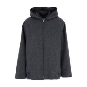 BOTTEGA VENETA DOUBLE FACE WOOL HOODED BLOUSON WITH LEATHER PIPING 834986V4CB01307