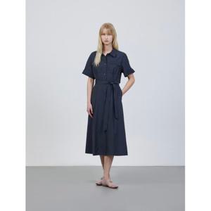 [쥬크]셔츠 카라넥 벨티드 밴딩 원피스 Z252MSE015