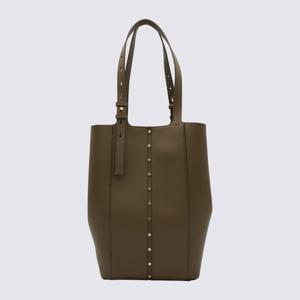 골든구스 올리브 그린 가죽 버티컬 스터드 쇼퍼 백 GWA00632 A0