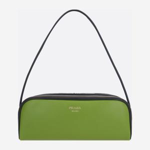 프라다 스무스 그린 앤 다크 브라운 가죽 숄더 백 1BC249VOOO A
