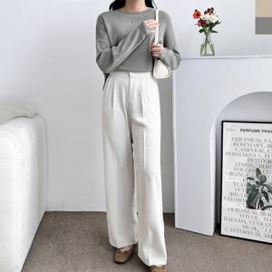 샵앤) 여성 국산 루즈핏 데일리 오피스 라운드 니트티셔츠 WDM-WKN-2LCBB1007