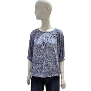 [에이비에프지]블루플라워 패턴 라운드넥 블라우스 AGNZ5NB451