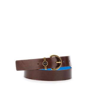 PINKO Brown Reversible Belt with Buckle Closure and Love Birds Diamond Cut Plaque on the Front in Leather Woman 105456A2BYLE2Q
