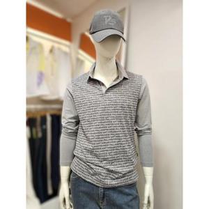 팜스프링스 세이브존01 남성 앞판 로고 패턴 카라넥 긴팔 티셔츠 STSM243106