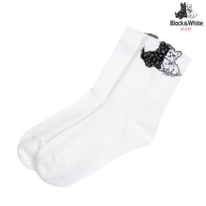 [블랙앤화이트] 여성 피콧 테리어 중목 양말 8105LXSC_WHITE