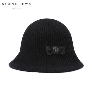 [세인트앤드류스] 여성 별 심볼 리본 니트 햇 821E4CP095_BK