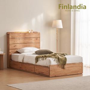 핀란디아 엘렌 원목 LED 서랍형 슈퍼싱글침대SS