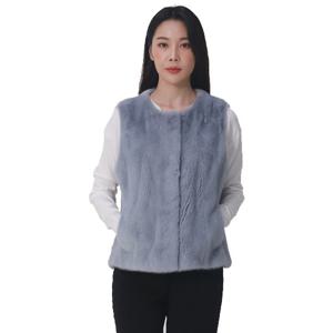 [진도끌레베]라운드넥 유색 밍크 휘메일 베스트(K3W2EV04_)