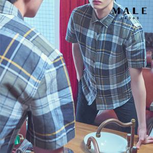 [매일24365] 마드라드 카키 체크 반팔 셔츠 (VRZ2WC1357)