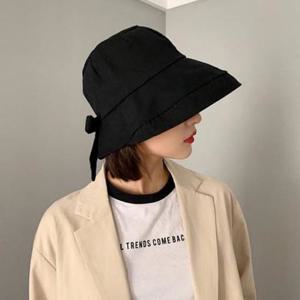 예쁜 리본 버킷햇 햇빛 자외선 차단 빅챙 벙거지모자