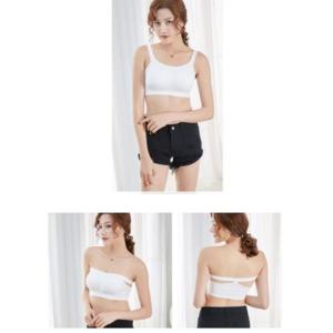 여성 여자 노와이어 브라캡 내장 숏탑 선택 화이트