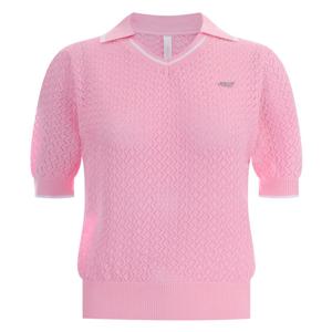 샵앤) 여성 카라배색 골프 스카시 반팔 니트 티 LB-WKN-406-핑크