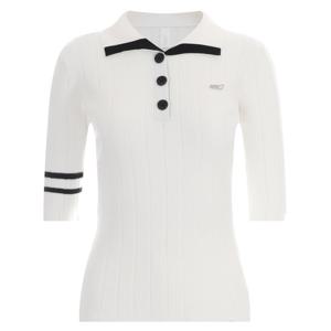 샵앤) 여성 골지 카라넥 골프 반팔 니트 티 LB-WKN-408-화이트