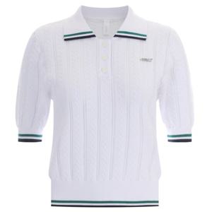 샵앤) 여성 카라넥 골프 반팔 꽈배기 니트 티 LB-WKN-407-화이트