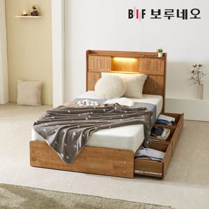 보루네오하우스 프라임 티엔 LED 원목 수납 침대 프레임 SS+독립
