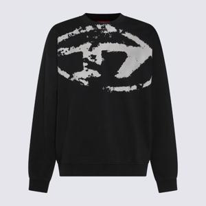 디젤 블랙 롱 슬리브 크루넥 그래픽 프린트 맨투맨 A13051 0DQA