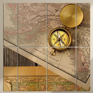 아트박스/꾸밈 pf051-멀티액자_세계지도나침반