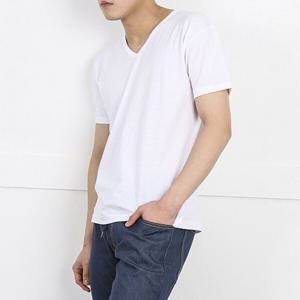[모로엠]남성 심플 데일리V넥 반팔티 DM-TSH-QDGI1824-화이트