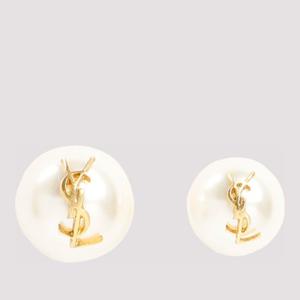 생로랑 골드 로고 라운드 펄 스터드 귀걸이 691563.Y1526 9018
