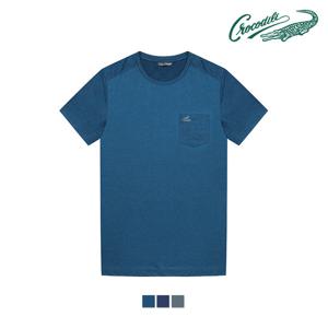 [크로커다일] 투톤 멜란지 배색 라운드 티셔츠 CDAA7TP2705