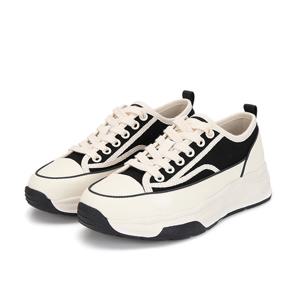 [바바라(슈즈)]심플 컨버스 소재 포인트 키높이 데일리 스니커즈 BBG162-BK