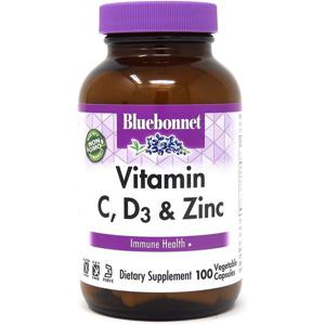블루보넷 뉴트리션 비타민 C D3 & 아연 -- 100 식물성캡슐