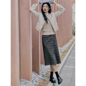 [빈폴레이디스] H라인 체크 스커트  그레이 (BF4927C134)
