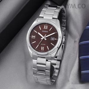 카시오 MTP-1302DD-5A 클래식 라운드 선레이 다이얼 브라운 컬러