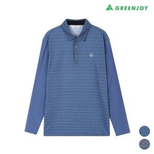 그린조이 HC12 남성 G로고 프린트 냉감 소매 티셔츠 GP25KY54M(블루)
