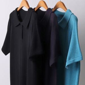 루즈 카라 니트 반팔티 304I560S 빅사이즈 여성 503