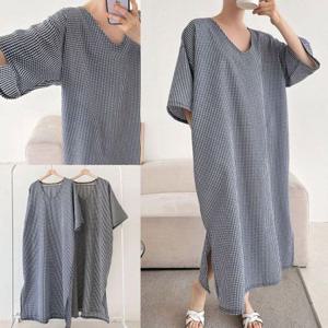 원피스 OPS 여성 빅사이즈 글램체크밑트임롱 504U370S