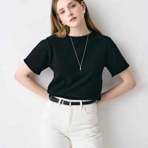 밍크울 라운드넥 롤업 반팔 니트_GIKT250601