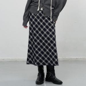 WOMAN 빈티지 체크 롱 스커트 [NAVY] / WBE3L13506