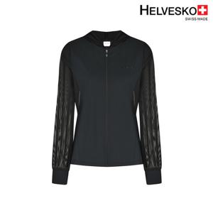 헬베스코 여성 집업 소매 메쉬 후드 저지 점퍼 H2MWJP662