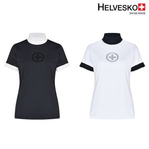 헬베스코 여성 하프넥 스판 골지 반팔티셔츠 H2MWTS271