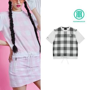 레인메이커 여성 라운드넥 깅엄 체크 반팔 티셔츠 R32WCT04